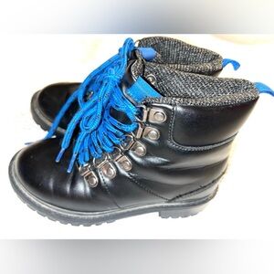 Boys Black Bootie Size 11 With Blue Lace.  Unbranded